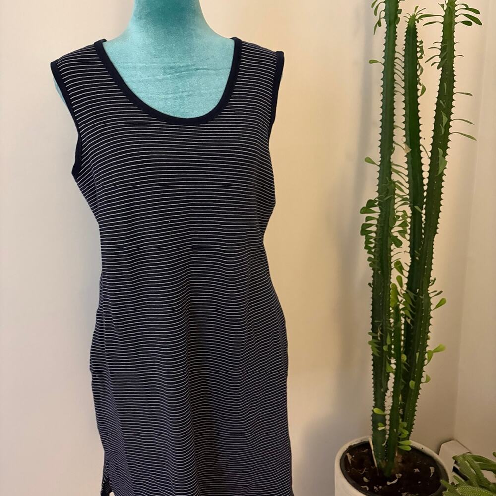 J.Crew Navy Blue White Striped Sleeveless T-Shirt Dress Shift Coastal jcrew